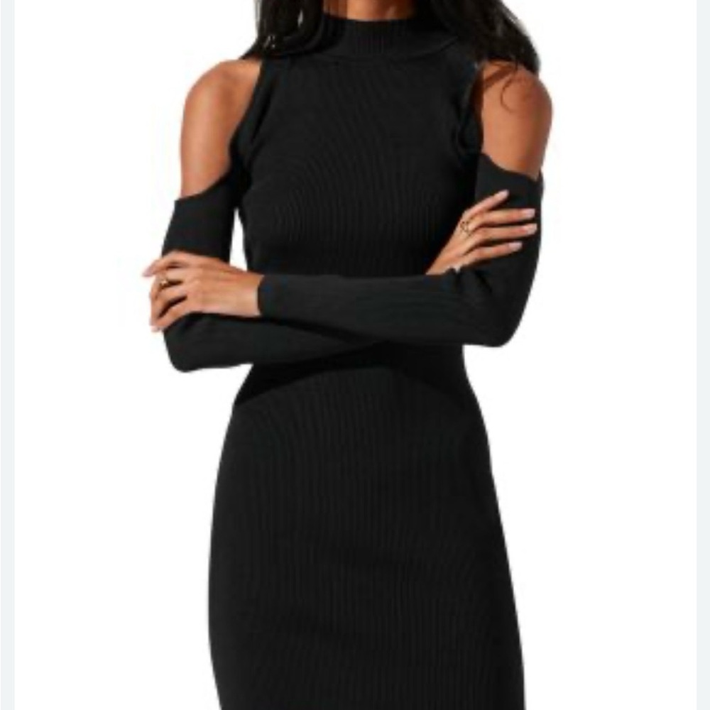 ASTR the label black cold shoulder dress